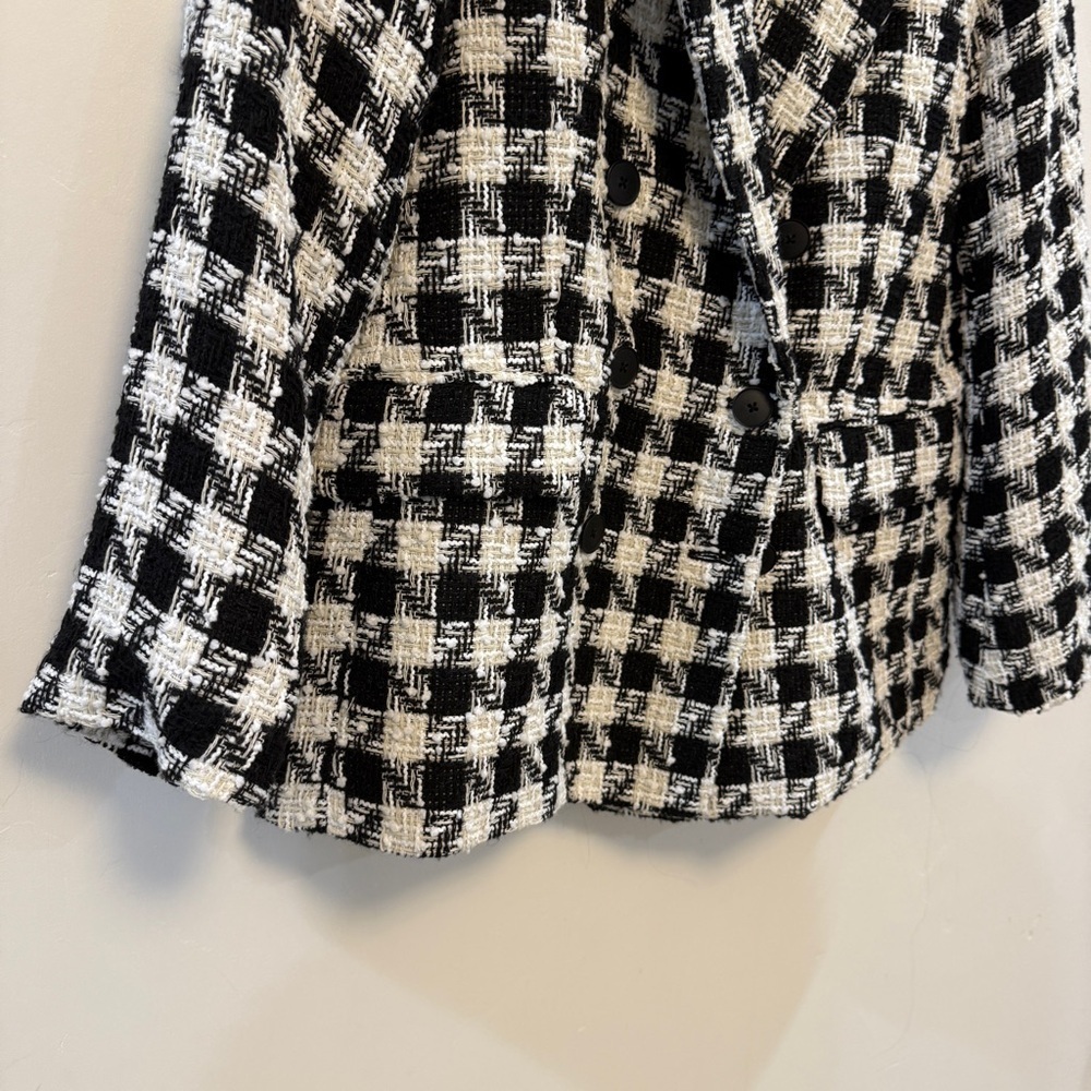 H&M checkered black & white tweed blazer - Picture 5 of 7